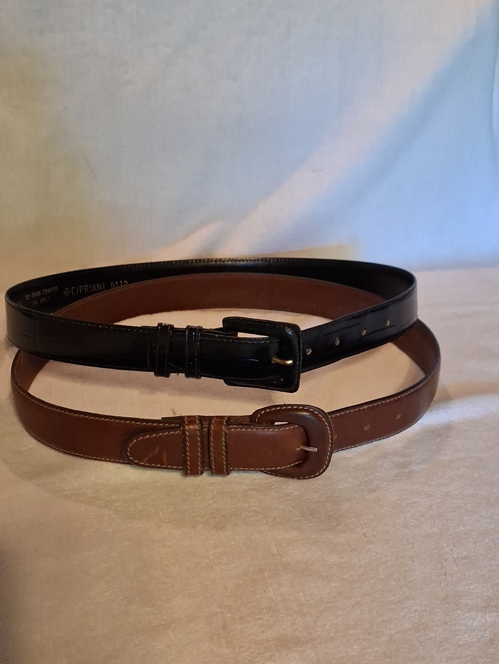 Women's Twin Belt Set in Black and Brown Leather Size Large